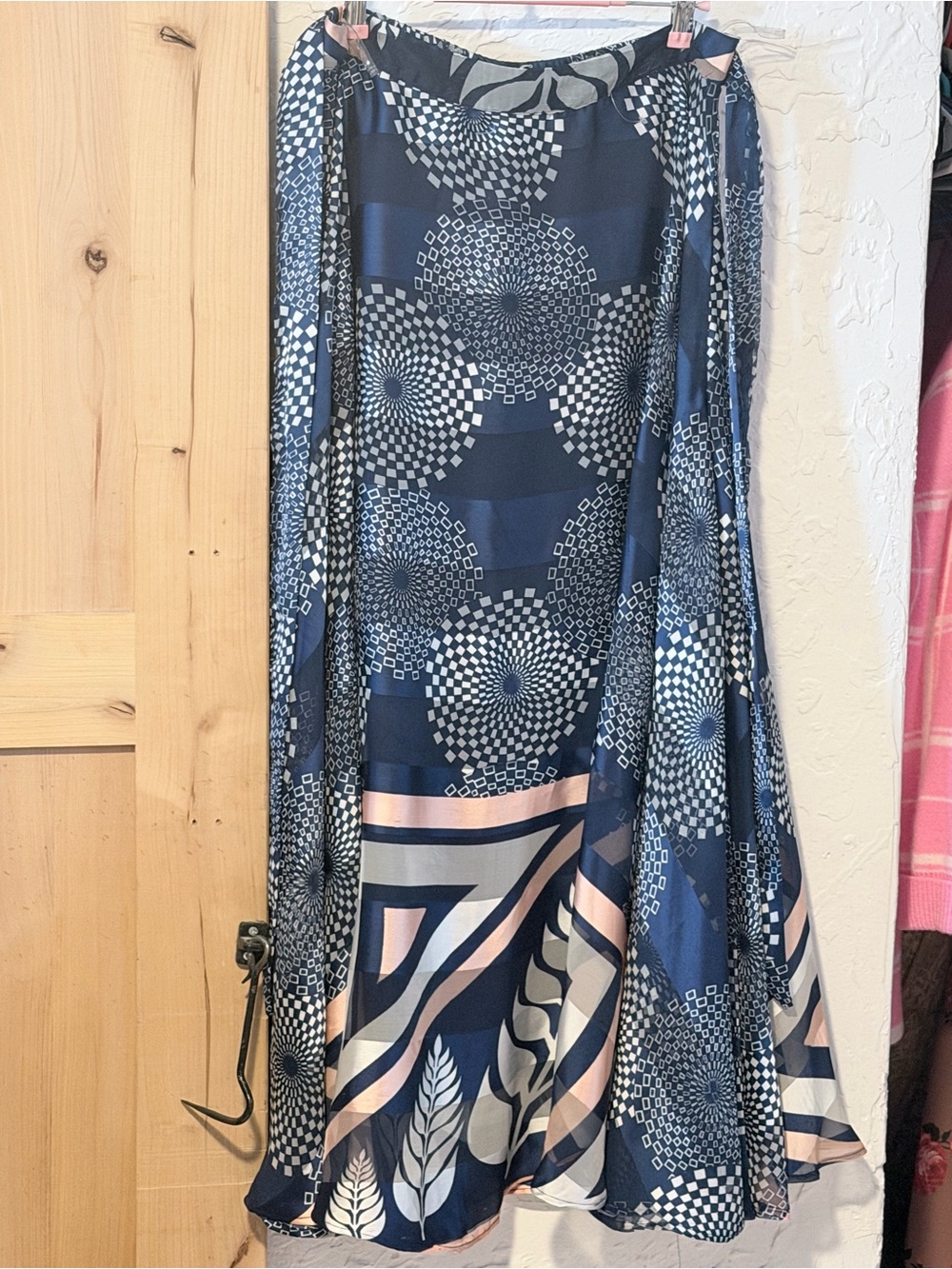 Navy Blue Printed Maxi Skirt